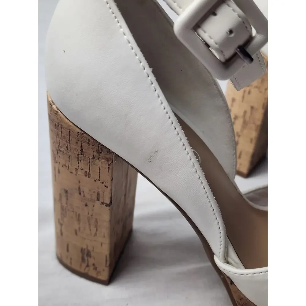 Me Too Eugena Women's 5.5 White Tall Heels Pumps Classy Formal Minimalist Preppy
